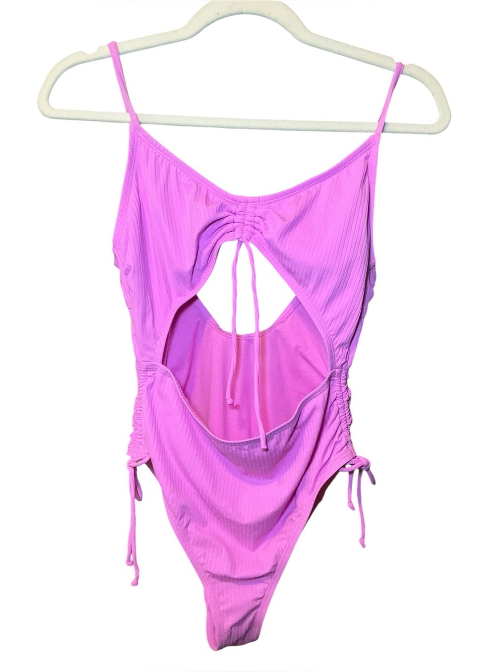 California Waves Orchid Ruched Cutout One-Piece Swimsuit